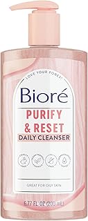 Bioré Rose Quartz + Charcoal Daily Purifying Cleanser, Oil Free Facial Cleanser Energizes Skin, Dermatologist Tested and C...