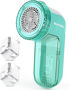 BEAUTURAL Fabric Shaver and Lint Remover, Sweater Defuzzer with 2-Speeds, 2 Replaceable Stainless Steel Blades, Battery Operated, Remove Clothes Fuzz, Lint Balls, Pills, Bobbles