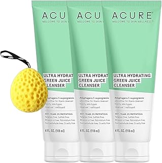 moofin Acure Green Juice Cleanser Ultra Hydrating Foaming Facial Cleanser, 4 fl oz - Moisturizing Facial Cleanser Bath Spo...