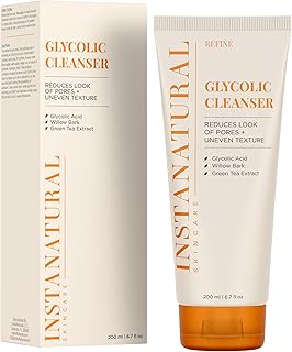InstaNatural Glycolic Acid Cleanser Face Wash for Women & Men, Gently Exfoliating, Pore Minimizer, Anti Aging, Blackhead R...