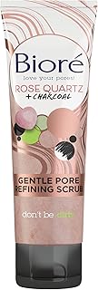 Bioré Rose Quartz + Charcoal Gentle Pore Refining Scrub, Pore Minimizing Facial Scrub, 4 Ounce, Oil Free, Dermatologist Te...