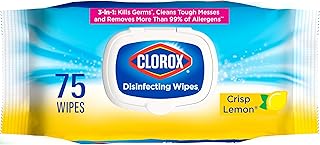 Clorox Disinfecting Wipes, Bleach Free Cleaning, Crisp Lemon, 75 Count (Pack May Vary)