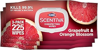 Clorox Scentiva Wipes, Bleach Free Cleaning Wipes, Household Essentials, Tahitian Grapefruit Splash, 75 Count (Pack of 3)