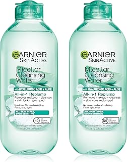 Garnier Micellar Water with Hyaluronic Acid, Facial Cleanser & Makeup Remover, Hydrating and Plumping, For All Skin Types,...