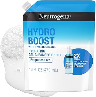 Neutrogena Hydro Boost Fragrance Free Hydrating Gel Facial Cleanser with Hyaluronic Acid, Daily Foaming Face Wash & Makeup...