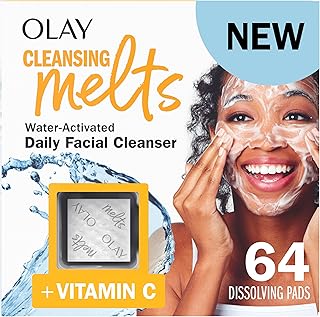 Olay Cleansing Melts + Vitamin C Face Cleanser, 64 ct. total (2 x 32 ct.), Water-Activated Face Wash Cleans, Tones, and Re...
