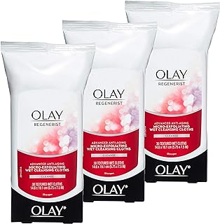 Olay Regenerist Micro-Exfoliating Wet Cleansing Cloths, 30 Count (Pack of 3)