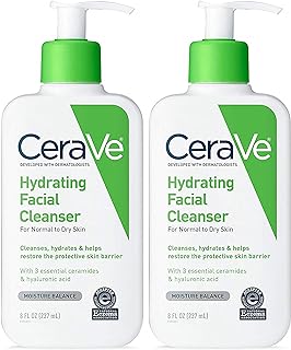 CeraVe Hydrating Cleanser - For Dry To Normal Skin - Net Wt. 8 FL OZ (237 mL) Per Bottle - Pack of 2 Bottles
