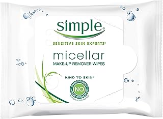 Simple Kind to Skin Cleansing Wipes Micellar 4 Count Gentle and Effective Makeup Remover Free From Color and Dye, Artifici...