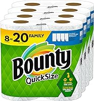 Bounty Quick Size Paper Towels, White, 8 Family Rolls = 20 Regular Rolls