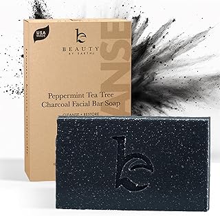 Beauty by Earth Charcoal Face Wash Bar Soap - Peppermint Tea Tree Soap Bar Facial Cleanser for Oily Skin, Black Soap Face ...