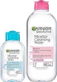 Garnier Micellar Cleansing Water, For All Skin Types, 13.5 fl oz + Micellar Cleansing Water, For Waterproof Makeup, 3.4 fl oz