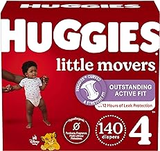 Huggies Size 4 Diapers, Little Movers Baby Diapers, Size 4 (22-37 lbs), 140 Ct (2 Packs of 70)