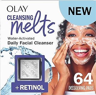 Olay Cleansing Melts + Retinol Face Cleanser, 64 ct. total (2 x 32 ct.), Water-Activated Face Wash to Clean, Tone, and Ref...