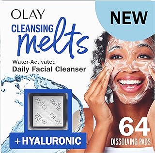 Olay Cleansing Melts + Hyaluronic Face Cleanser, 64 ct. total (2 x 32 ct.), Water-Activated Face Wash Cleans, Tones, and R...