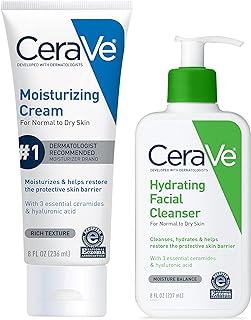 CeraVe Hydrating Skin Care Set | 8oz Moisturizing Cream & 8oz Hydrating Facial Cleanser | Ceramides + Hyaluronic Acid Mois...