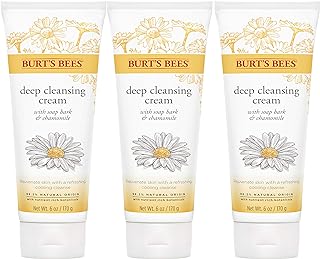 Burt's Bees Face Wash, Deep Facial Cleansing Cream, All Natural Cleanser with Chamomile, 6 Ounce (Pack of 3) (Packaging Ma...