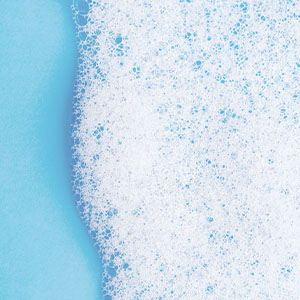 Bubbly foam on a blue background