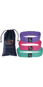 fit simplify exercise resistance hip bands fabric workout bands set of 3 with bag home fitness