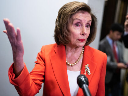 UNITED STATES - APRIL 18: Reps. Nancy Pelosi, D-Calif., talks with reporters in the U.S. C