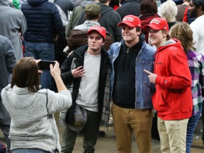 TOLEDO, OH - JANUARY 09: Young supporters of President Donald Trump pose for a photographs