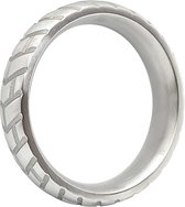 Roestvrijstalen jumbo donut cockring met banden profiel 40 mm