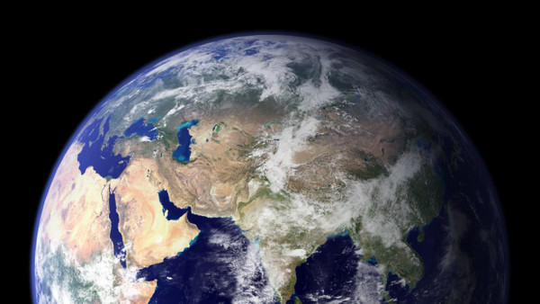 Die östliche Hemisphere der Erdkugel auf einer Aufnahme der NASA.