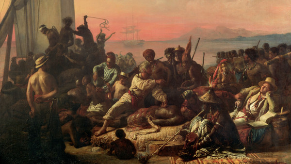 Erscheint am Horizont des unmenschlichen Geschäfts die Morgenröte der Freiheit? François-Auguste Biard malte seine Darstellung des westafrikanischen Sklavenhandels 1840.