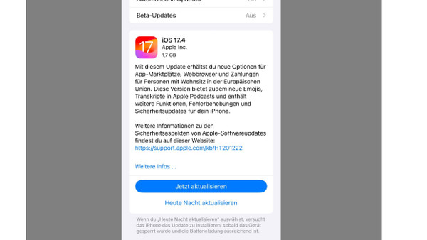 Ein neues Update von Apple, auch für die EU