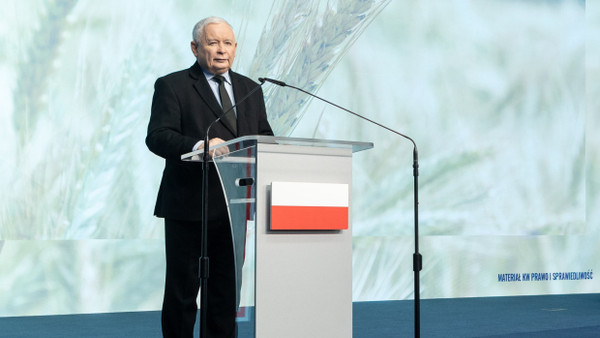 Jarosław Kaczyński am 22. Januar auf einer Pressekonferenz in Warschau