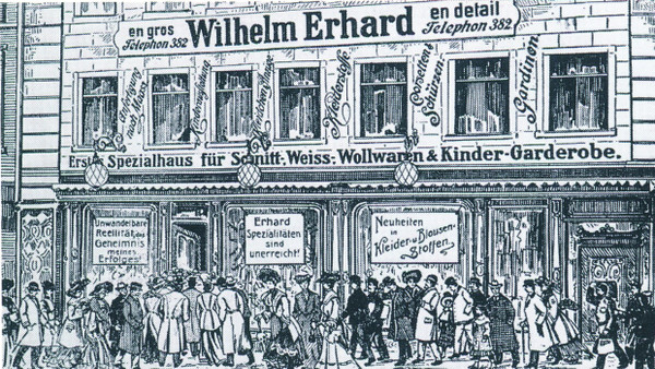 Illustration des Wäschehauses Erhard in Fürth