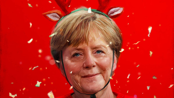 Ein bewegendes Jahr für Angela Merkel. Illustration von Mart Klein und Miriam Migliazzi.