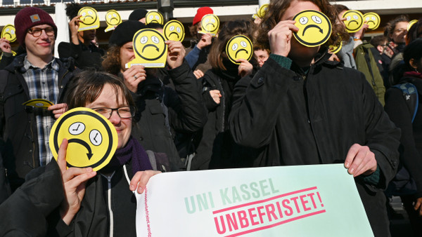 Protest an der Universität Kassel gegen Kettenverträge im akademischen Mittelbau