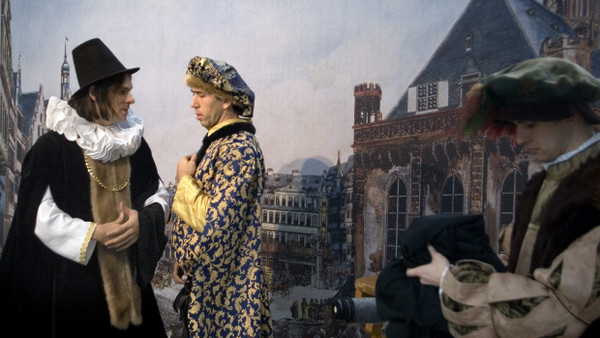 Sparsame Kaufleute in calvinistischen Amsterdam 1585 - hier in einer von Schauspielern nachstellten Szene.