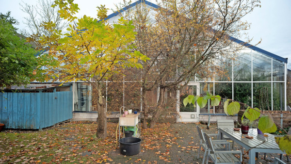 Was wie ein Gewächshaus aussieht, ist ein Einfamilienhaus: In der gläsernen Hülle steckt ein Bungalow mit ganz normalen Wohnräumen. Hausherr Jürgen Heermann schätzt das gemäßigte Klima vor der Wohnungstür.