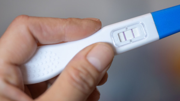 Ein Test zeigt mit zwei Streifen eine Schwangerschaft an. (Symbolbild)