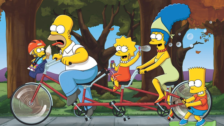 Seit 35 Jahren unterwegs: Maggie (l.), Marge (2. v. r.), Lisa (M.), Homer (2. v. l.) und Bart Simpson (r.)