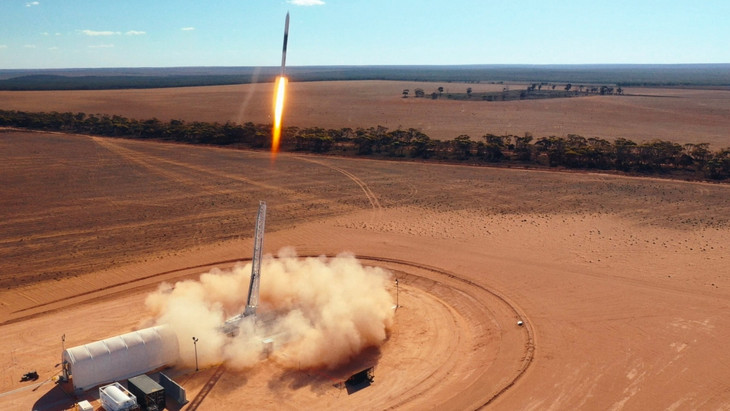 Die SR75-Rakete beim Start zu ihrem Jungfernflug in Australien