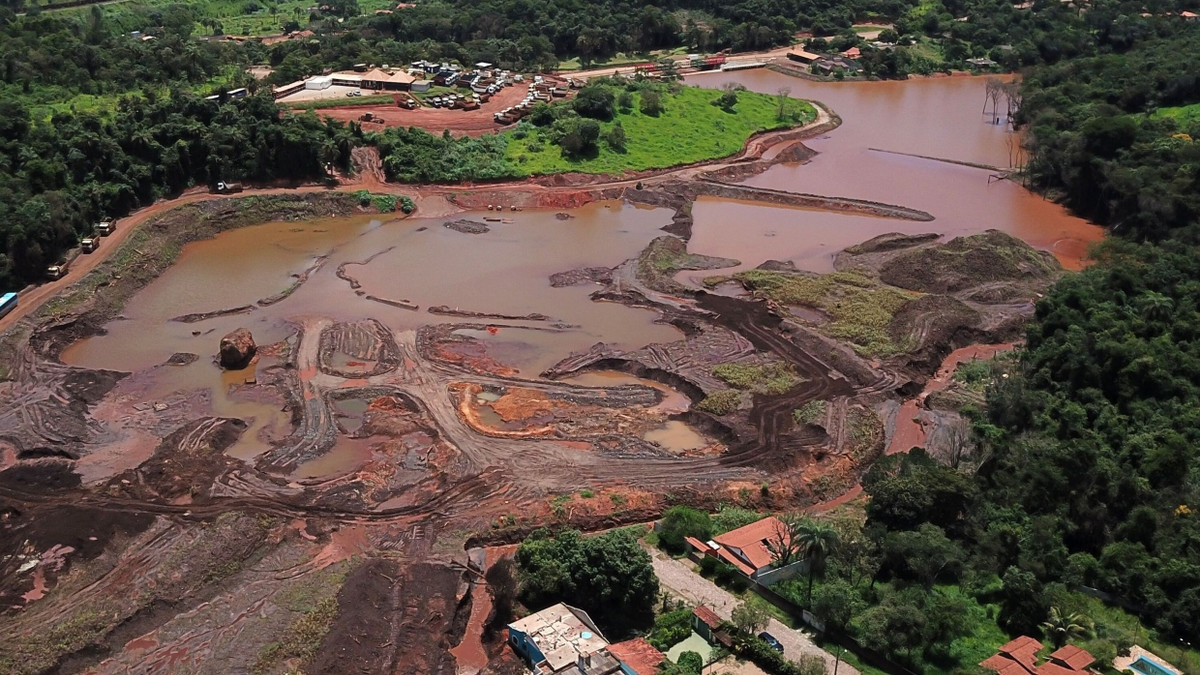 Luftaufnahme des Parque da Cachoeira, der am 25. Januar 2019 von einem Dammbruch betroffen war