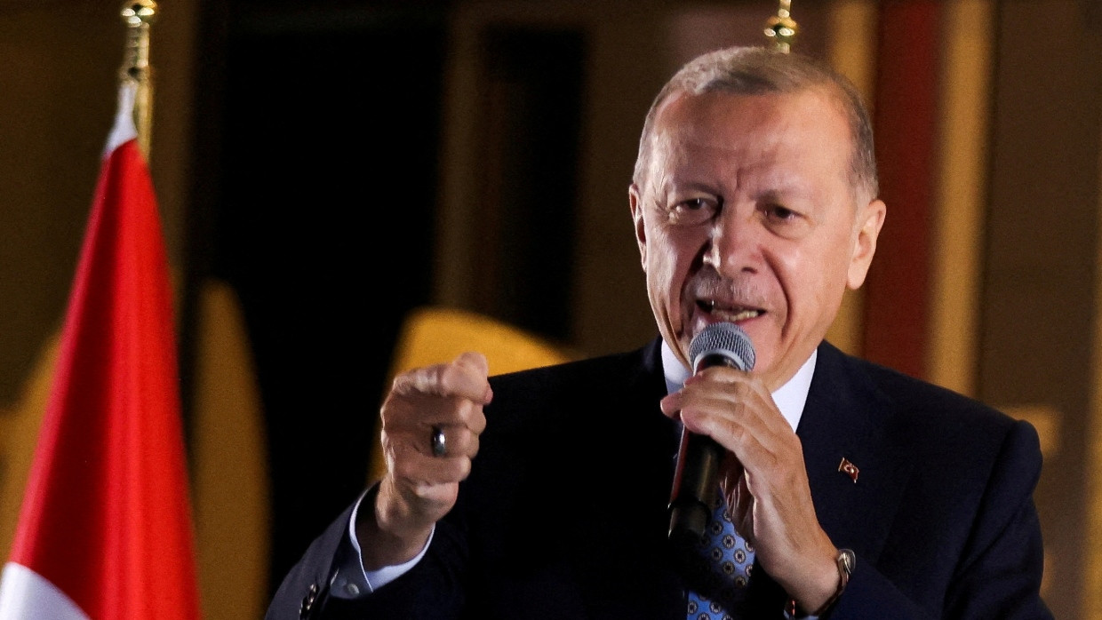 Recep Tayyip Erdogan bei einem Auftritt vor Anhängern nach seinem Wahlsieg Ende Mai.
