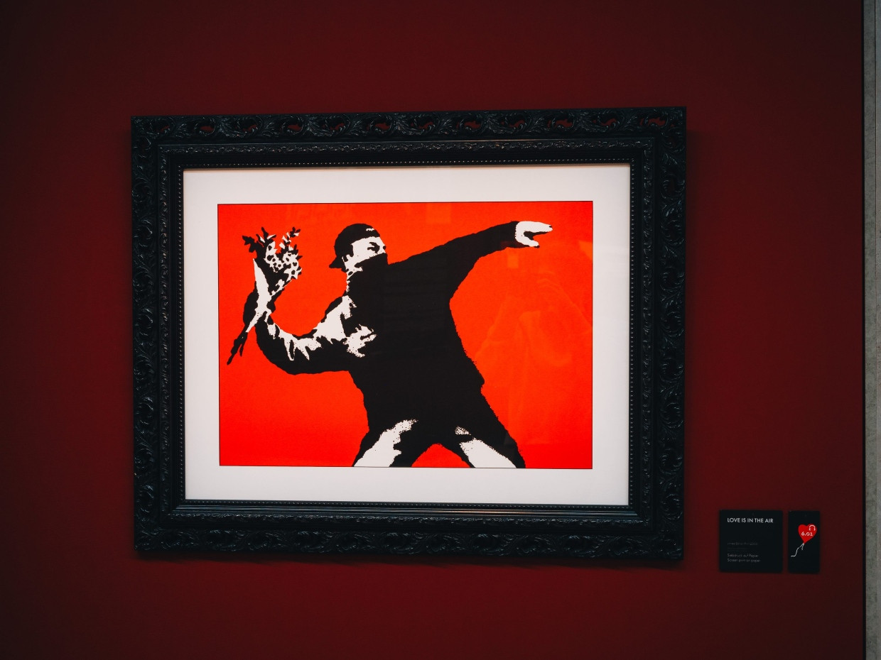Abfotografierter Banksy in der Berliner Ausstellung