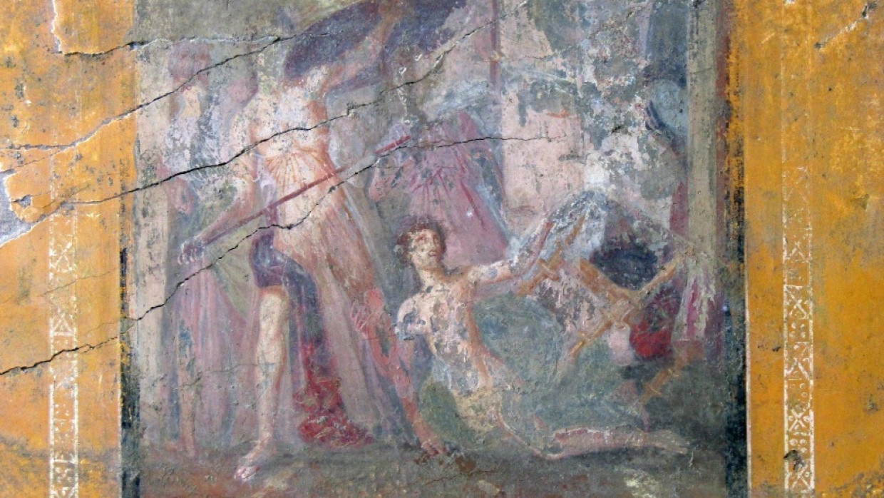Das pompejanische Fresko aus einem Haus des Regio IX zeigt eine Szene aus der Jugend des Achilleus.