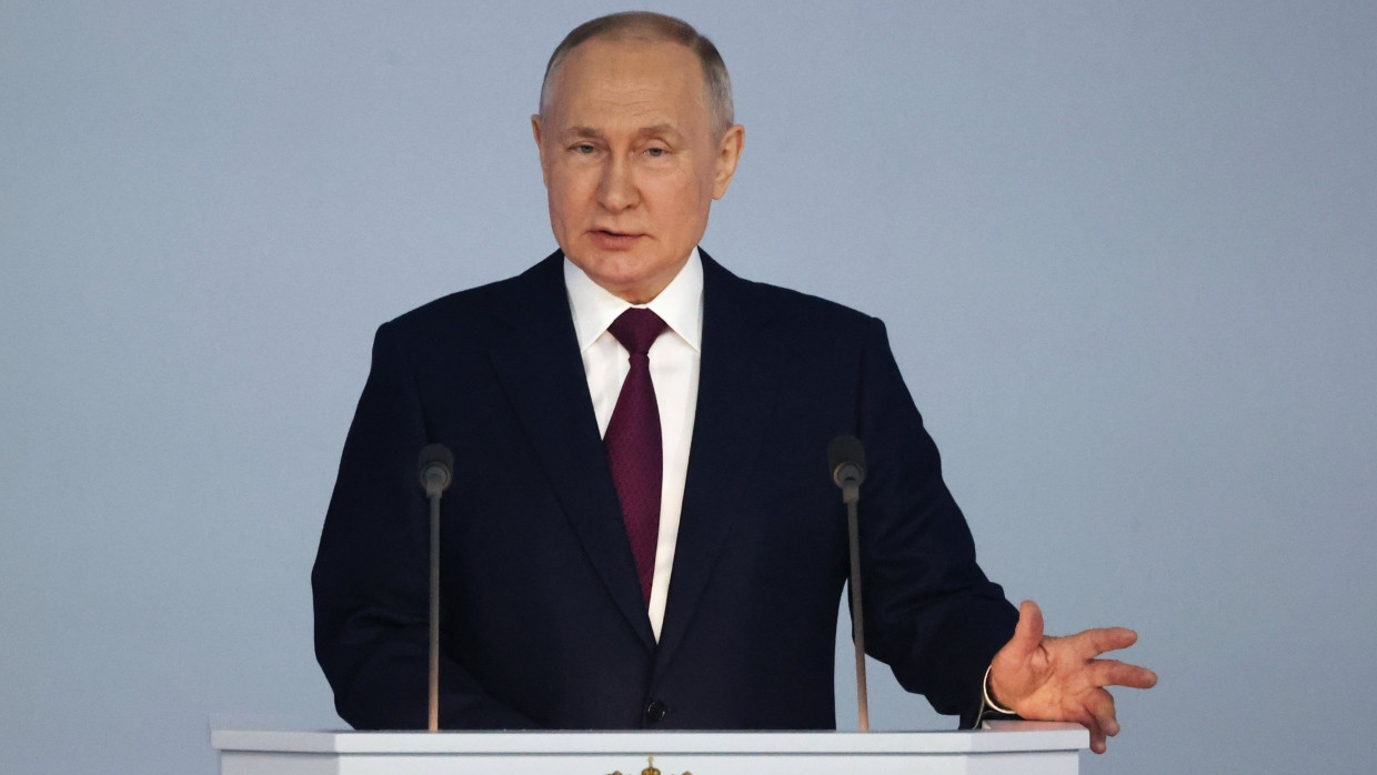 Der russische Präsident Wladimir Putin bei seiner Rede zur Lage der Nation im Februar 2023.