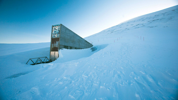 Der Eingang zur internationalen Genbank Svalbard Global Seed Vault in der Nähe von Longyearbyen auf Spitzbergen.