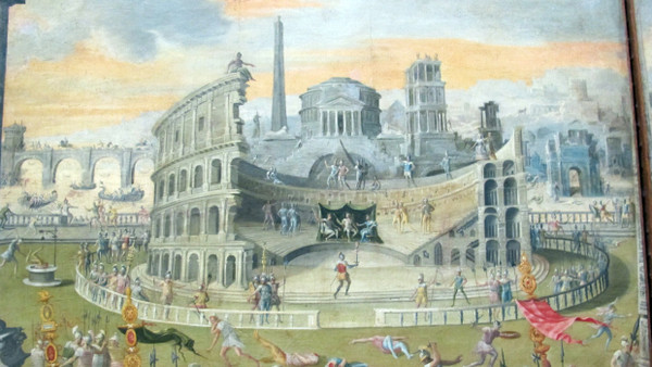 Staatsbildungstheater: Detail aus Antoine Carons Gemälde des Massakers der Triumvirn aus dem Jahr 1566 im Louvre