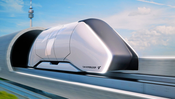 Da schaut die Zukunft aus der Röhre: Animation des Hyperloop-Fahrzeuges der Technischen Universität München.