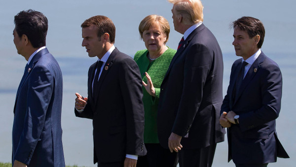 Allein unter Männern: Angela Merkel im Sommer beim G-7-Gipfel in Kanada.