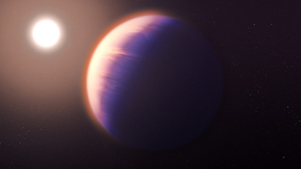 Mit dem James-Webb-Teleskop war es gelungen, CO2 in der Atmosphäre des Exoplaneten WASP-39 b nachzuweisen.