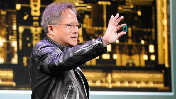 Der Chef von Nvidia, Jensen Huang, zeigt den Prototypen eines neuen Chip-Modells seines Hauses.