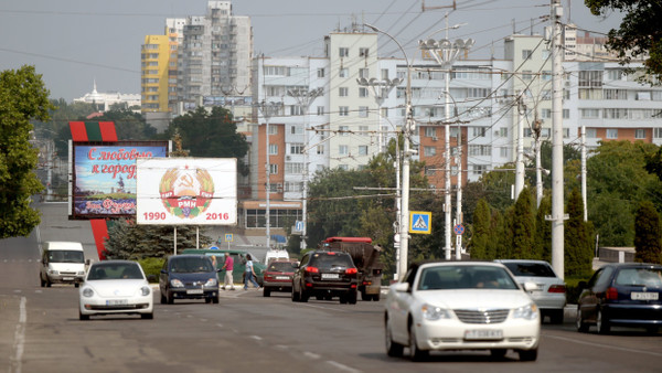 Straßenszene in Transnistriens Hauptstadt Tiraspol 2016
